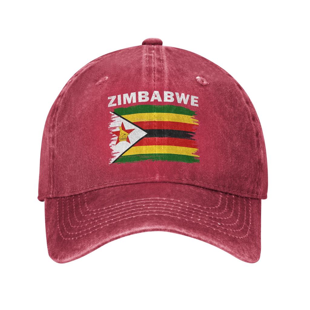 Summer Zimbabwe Flag National Baseball Cap Sun SunProof Custom Logo Washed Trucker Hat FeUnisex Unisex Cool Hippie Snapback Cap