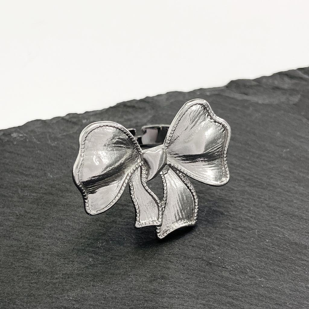 Новое поступление серебряного цвета металлический бант большое кольцо для женщин девочек в корейском стиле простые модные преувеличенные ювелирные изделия подарки