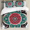 Mandala Duvet Cover Set Boho Lotus Flower Microcosm Motif Unique Retro Green Theme Double Queen King Size Polyester Qulit Cover
