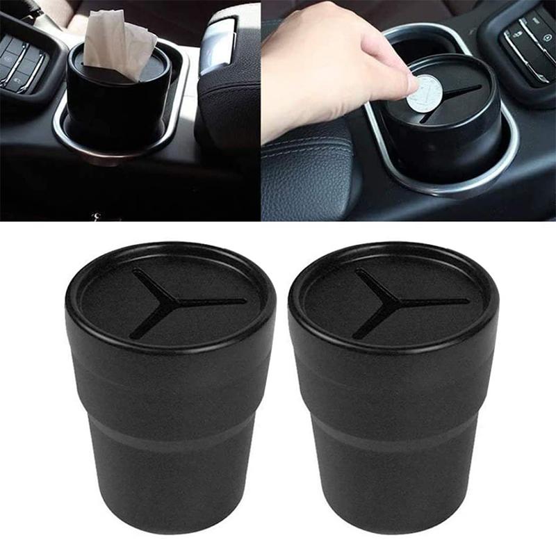 1Pc New Multifunctional Car Mini Trash Bin Cup Holder Car Trash Can Auto Holder Cap Mounts Black Plastic Interior Accessories