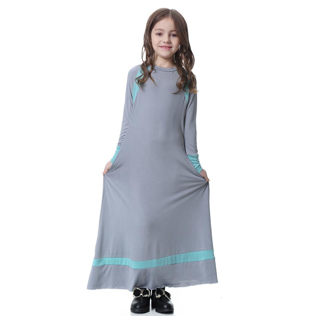 Цветное лоскутное платье для мусульманских девочек, традиционное детское длинное платье Абая, исламское Дубай, арабское длинное платье