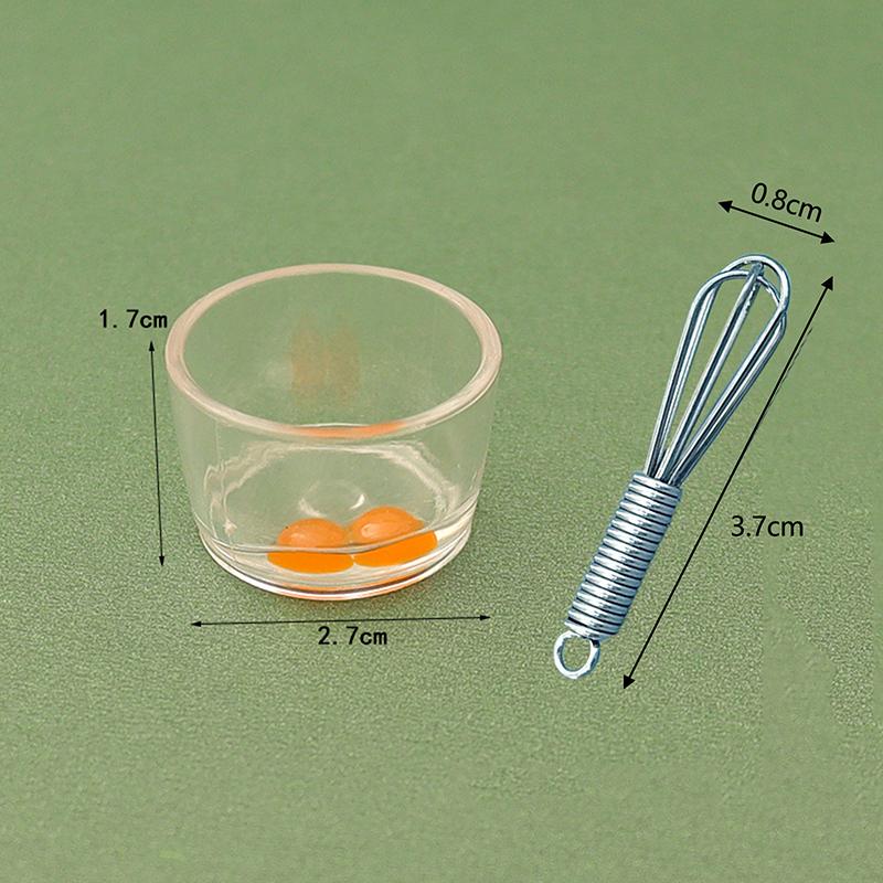 1 Набор Миниатюрный Кукольный Домик Миска для Яиц Венчик Скалка Сковорода Кухонная Модель Декор Игрушка Аксессуары для Кукольного Домика