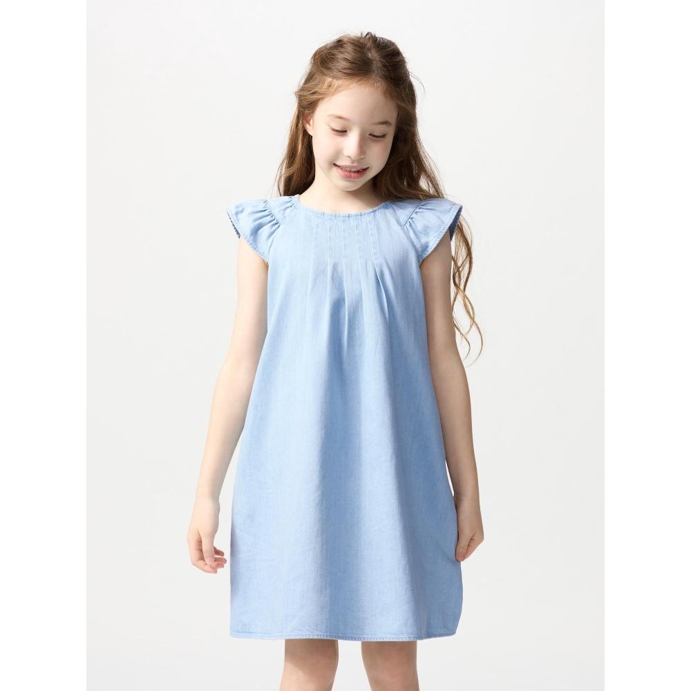 Uniqlo Джинсовое платье для девочек с коротким рукавом 