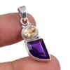 Натуральный аметист, цитрин, драгоценный камень, серебро 925 пробы, ювелирная подвеска 1,25" d5G73