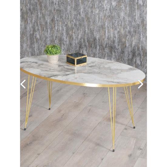 Вложенный стол и центральный стол Ellipse Set Gold Efes Wire