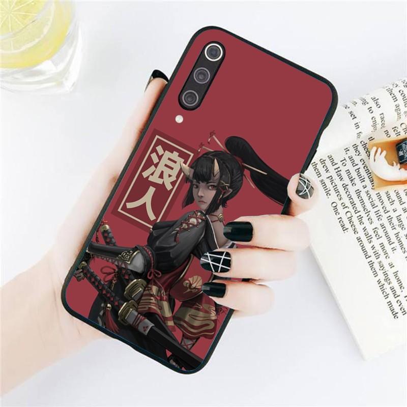 Женский чехол для телефона Samurai Gril для Xiaomi Redmi Note 11 10 9T 8 7 Pro Redmi 10 9 9A 9C 8 7 6 Мягкий черный чехол для телефона