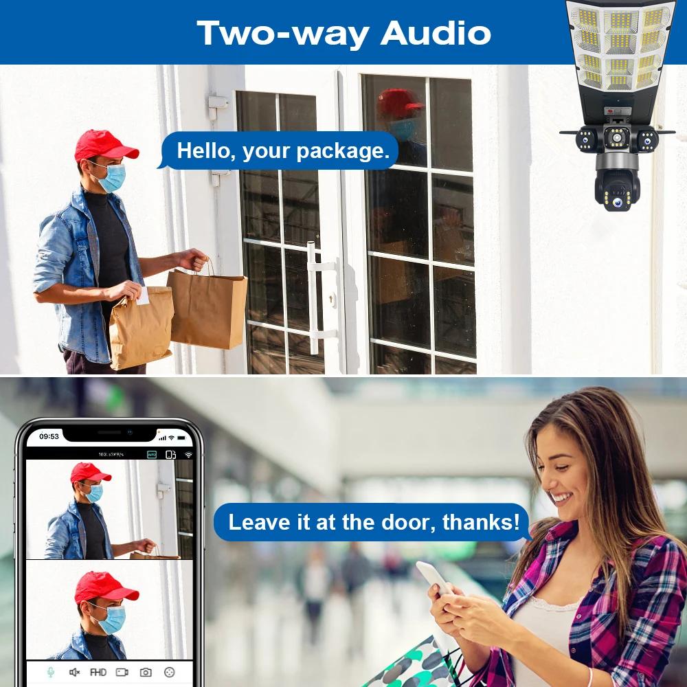 4G Солнечный Монитор Многофункциональный Низкое Энергопотребление Пульт Дистанционного Управления Уличный Фонарь WIFI Интеллектуальная Трехэкранная Камера