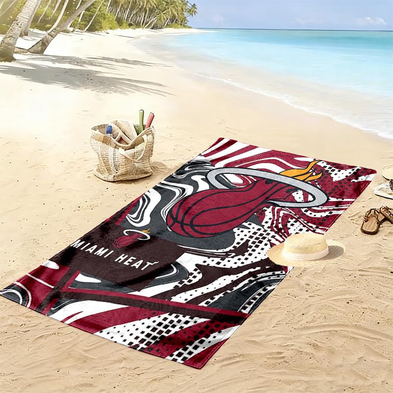 Пляжное полотенце с принтом Miami Heat, большое, мягкое, быстросохнущее, для пляжа, кемпинга, плавания