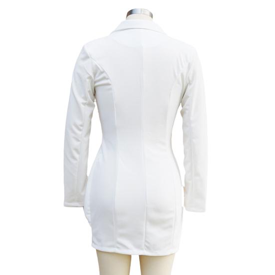 Женское платье-пиджак с V-образным вырезом, длинным рукавом, облегающее, для работы, на одной пуговице, с оборками, футляр, официальный деловой офисный наряд