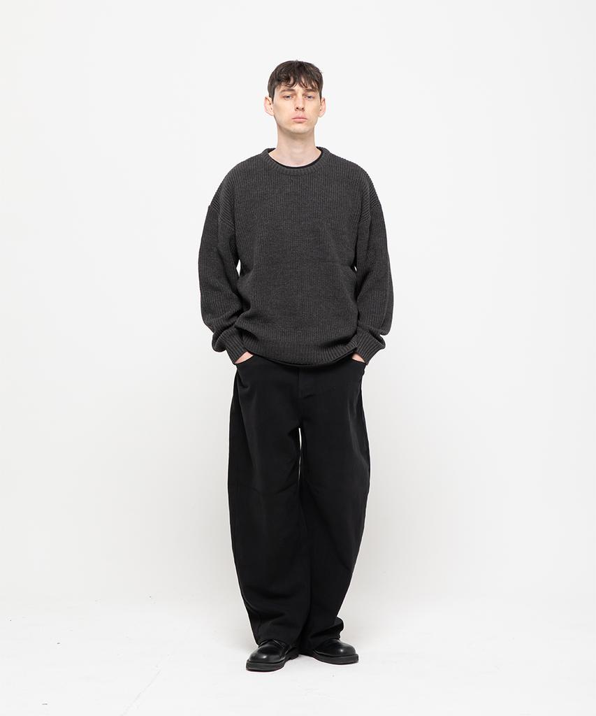 CHAMBROS Curved Balloon Cotton Denim Pants [Black]