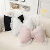 Pink Bow-shaped Pillow Ruffle Lace Decor Plush PP Cotton Filling Pillow Bed Couch Sofa Support Pillow Car Seat Companion Pillows