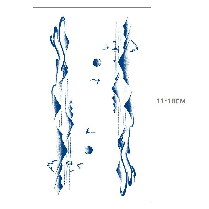 Herbal Juice Waterproof Butterfly Thorn Plain Flower Chest Semi Permanent Gradual Change Water Transfer Tattoo Sticker