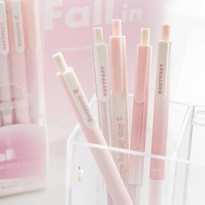 5 шт./кор. Ins Aesthetic Blush Gradient Color Gel Pen Kawaii Girls Stationery 0,5+0,38 мм Black Ink Quick-dr Test Note Writing Pen
