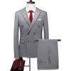 Fashion Men's Business Double Breasted Solid Color Suit Coat / Male Slim Wedding 2 Pieces Blazers Jacket Pants Trousers