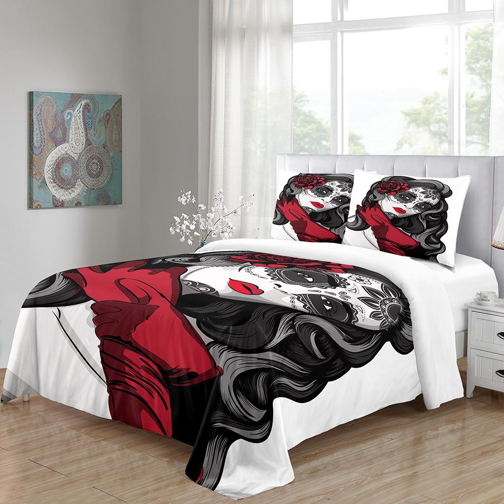 Черный ужас скелеты череп король сидит на троне комплекты постельного белья односпальная двуспальная кровать пододеяльник комплект и 2 шт наволочка