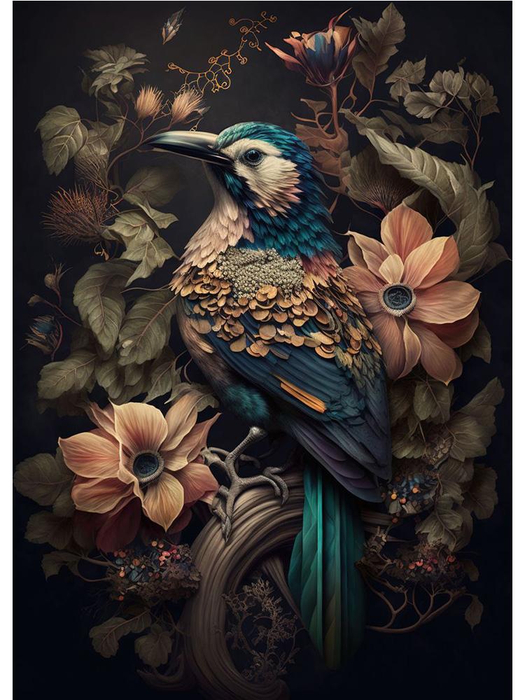 Винтажные животные в джунглях, цветы, холст, картина, печать плакатов, павлин, тукан, попугай, слон, обезьяна, настенная живопись, домашний декор для комнаты