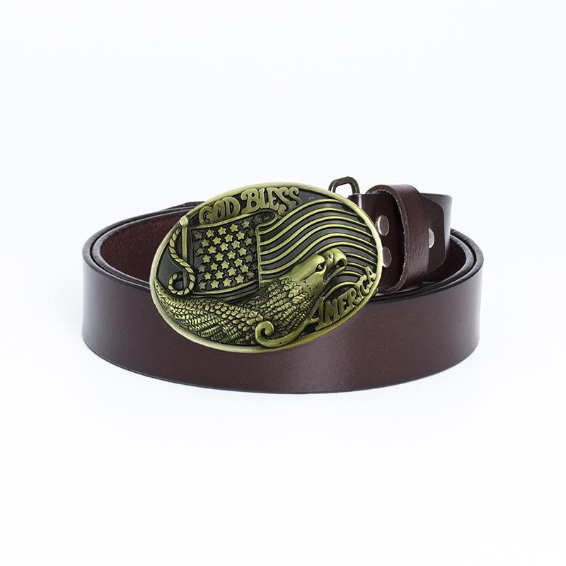 Ремень с пряжкой в виде орла с бронзовой точечной краской, модный ремень с американским флагом