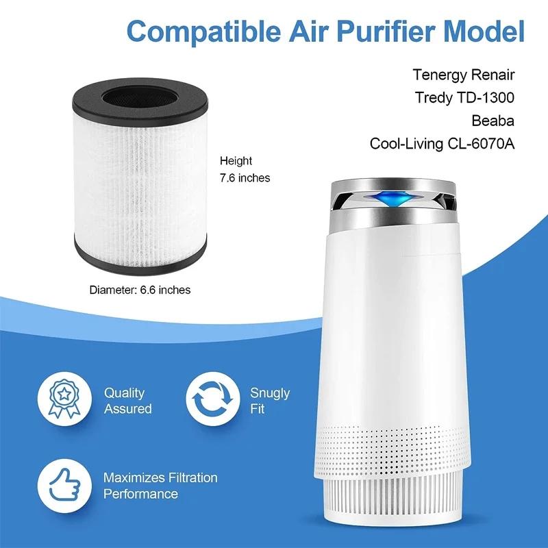Сменный фильтр H13 True HEPA, совместимый с воздушным фильтром HEPA Tenergy Renair Cool-Living CL-6070A Beaba Tredy TD-1300
