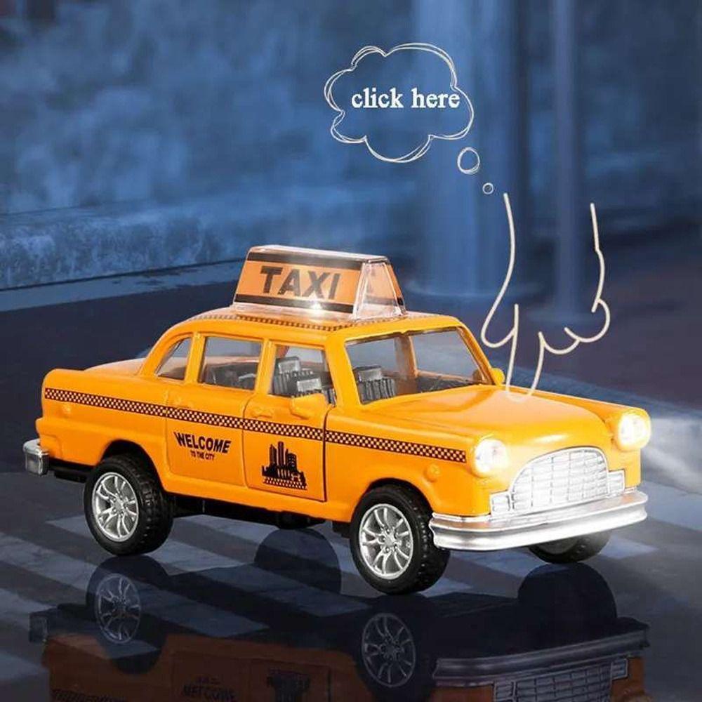 Zinc Zinc Zinc Alloy Taxi Model Toy Rubber Taxi Car Car Funny Miniature Toy Car  Kids Toys