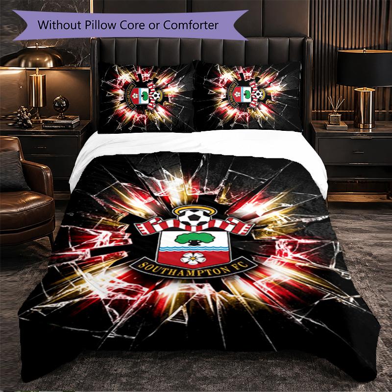Southampton Football 3 Piece Bedding Set Soft Duvet Cover Set with Pillowcases Printed Bedroom Decor Set for Home