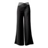 Women Hollow Wide Waistband Long Pants High Waist Solid Color Wide Leg Flared Trousers Yoga Sport Gym Pants