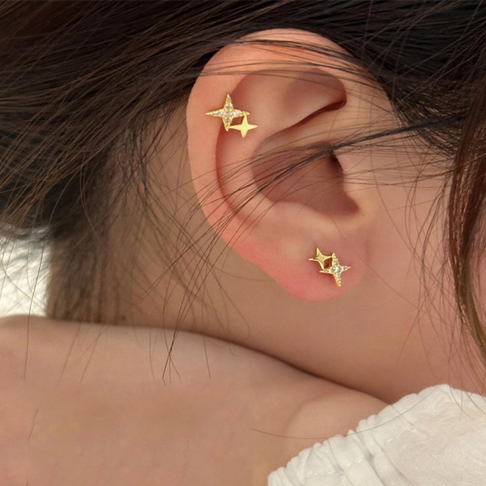 Charm Small Star Earring Minimalist Inlaid Mini CZ Zircon Stud Earrings,Ear Hole Can Be Worn for Sleeping,chic Jewelry Wholesale