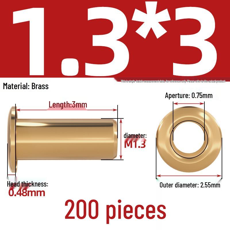 Pure Brass Hollow Rivets & Copper Eyelets Fasteners M1.3–M5