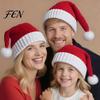 Warm Knitted Beanies for Evening Events Santa Hat, Red Christmas Hat Kids Adults, Soft Non Irritating Wool Cap Winter Xmas Party with White