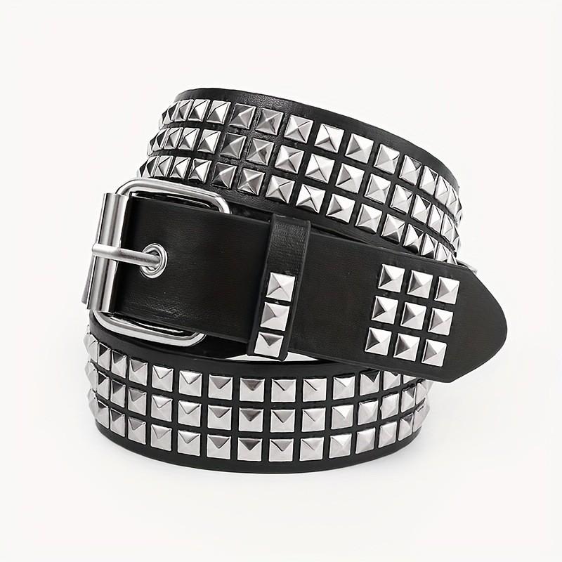 New Punk European and American Pyramid Cyber Subculture Gothic Square Bead Rivet Belt for Women