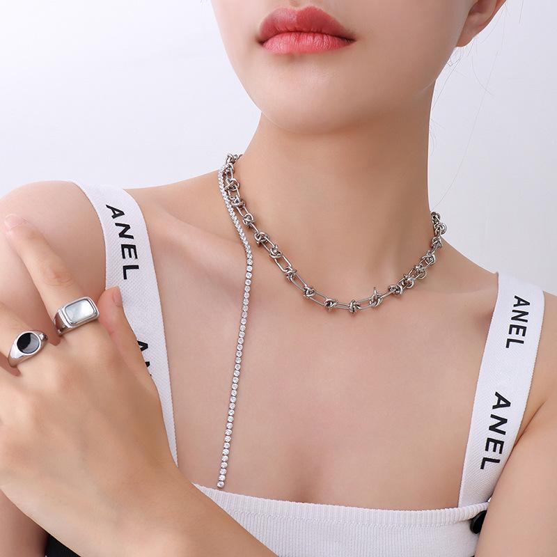 Spice Girls Trend Splicing Chain Tassel Circon ожерелье на шею индивидуальная Cusa Clavicle Chain Accessories P032