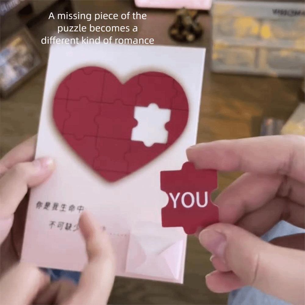 Shining Heart-shaped Puzzle Confession Card Blessing Greeting Card Confession Couple Gift