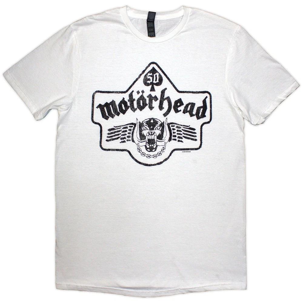 Унисекс футболка Motorhead: 50 лет Эмблема Ace Wings (белый)