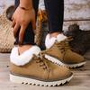 New Large-sized Front Lace-up Snow Boots for Women, Warm and Thickened Cotton Shoes
