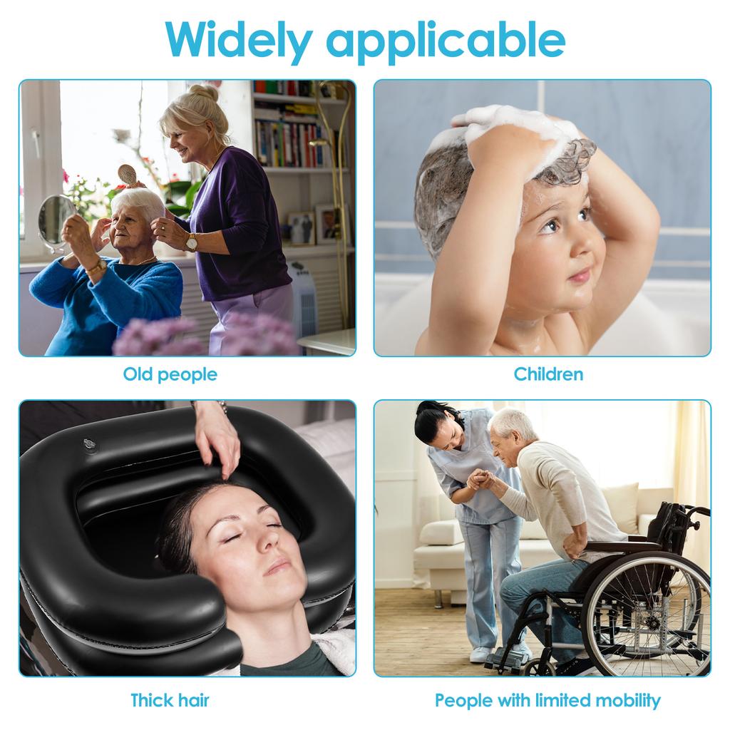 Надувная раковина для мытья головы, складная водонепроницаемая раковина для мытья волос с поддержкой головы и шеи, удобная чаша для шампуня