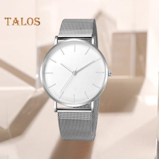 Men Watch Quartz Movement Simple Style Round Dial Stainless Steel Time-checking High Accuracy Daily Office Wristwatch Dating Timepiece