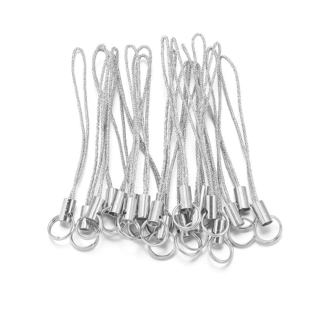 20pcs/lot Polyester Lanyard Double Ring Lobster Clasp Rope Keychains Cellphone Hook Keyring Bag Accessories For Key Ring Making