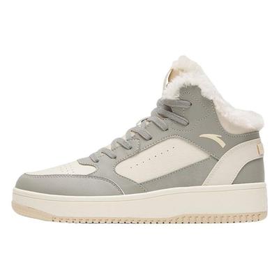 Кроссовки женские из ткани, кожи, флиса, с подкладкой, теплые, нескользящие, износостойкие, с высоким берцем, серые 922248913-3