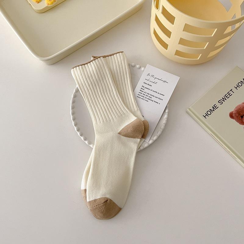 Кремовые носки для женщин без косточек средней длины универсальные свободные носки женские дезодорирующие носки для родов спортивные носки
