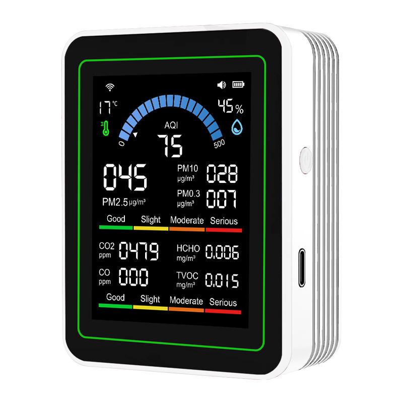 Детектор углекислого газа с датчиками PM2.5/PM1.0, формальдегида, TVOC, температуры и влажности