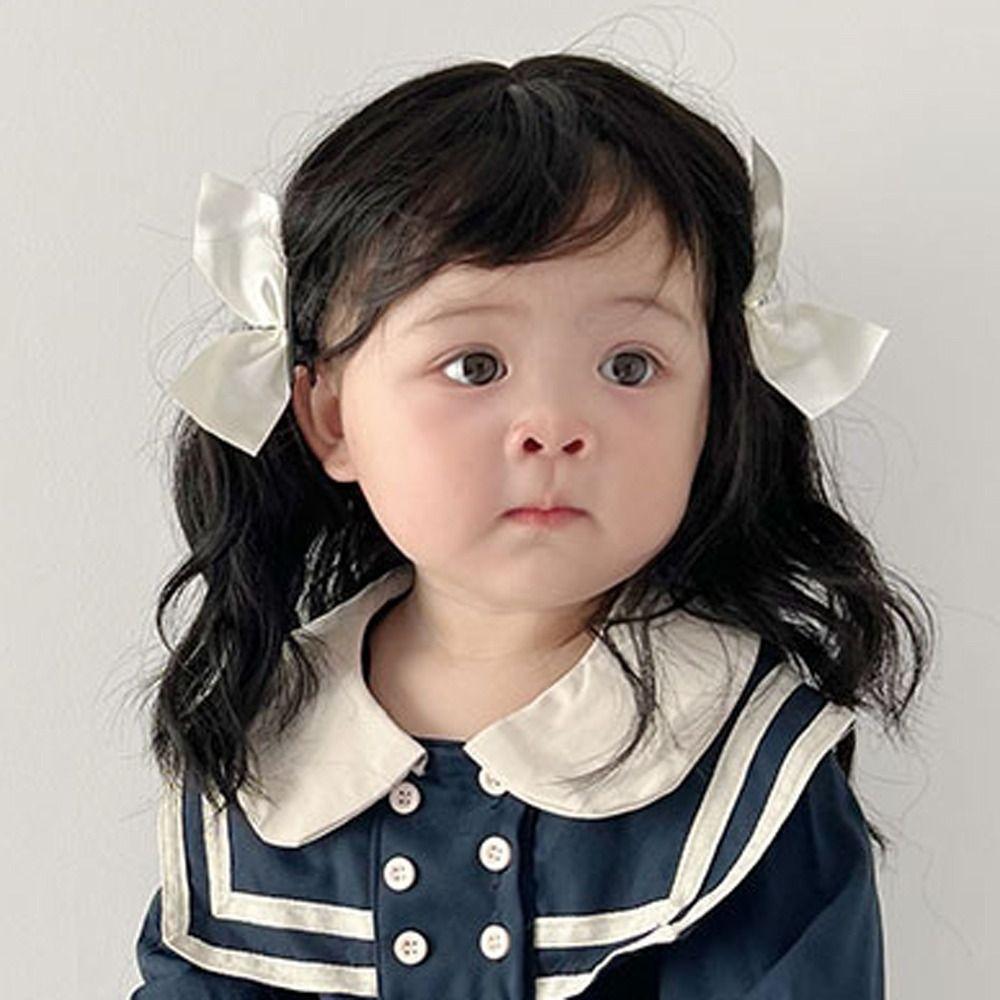 Photography Props Kids Decor Girls Toddler Neat Bang Long Straight Hair Short Bob Wig Baby Hair Wig