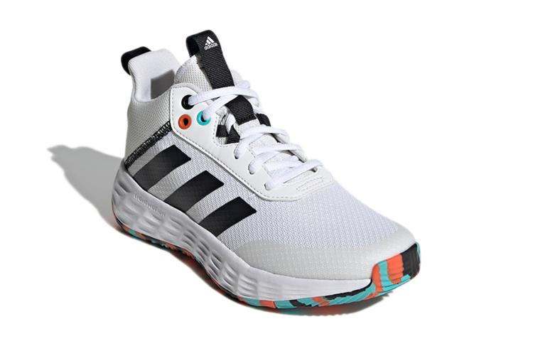 adidas OwnTheGame 2.0 Нескользящие Износостойкие Средневысокие Баскетбольные Кроссовки Бело-Черные Детские H01556