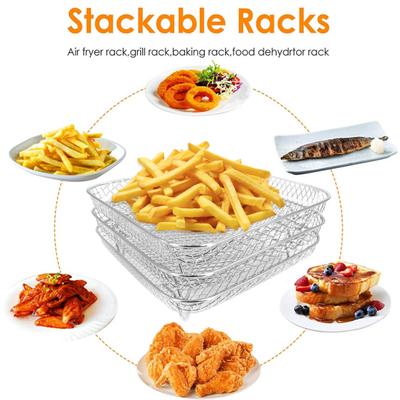 1 комплект, трехслойная стойка для дегидратора из нержавеющей стали, штабелируемая квадратная посудомоечная машина, безопасная стойка для пароварки для обжарки, аксессуары для кухонной фритюрницы