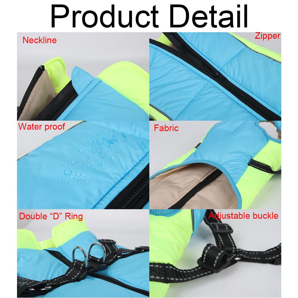 Зимнее пальто для собак Одежда для домашних собак Светоотражающая зимняя теплая куртка для маленьких средних собак Жилет для кошек в холодную погоду Жилет Пальто Одежда для французского бульдога