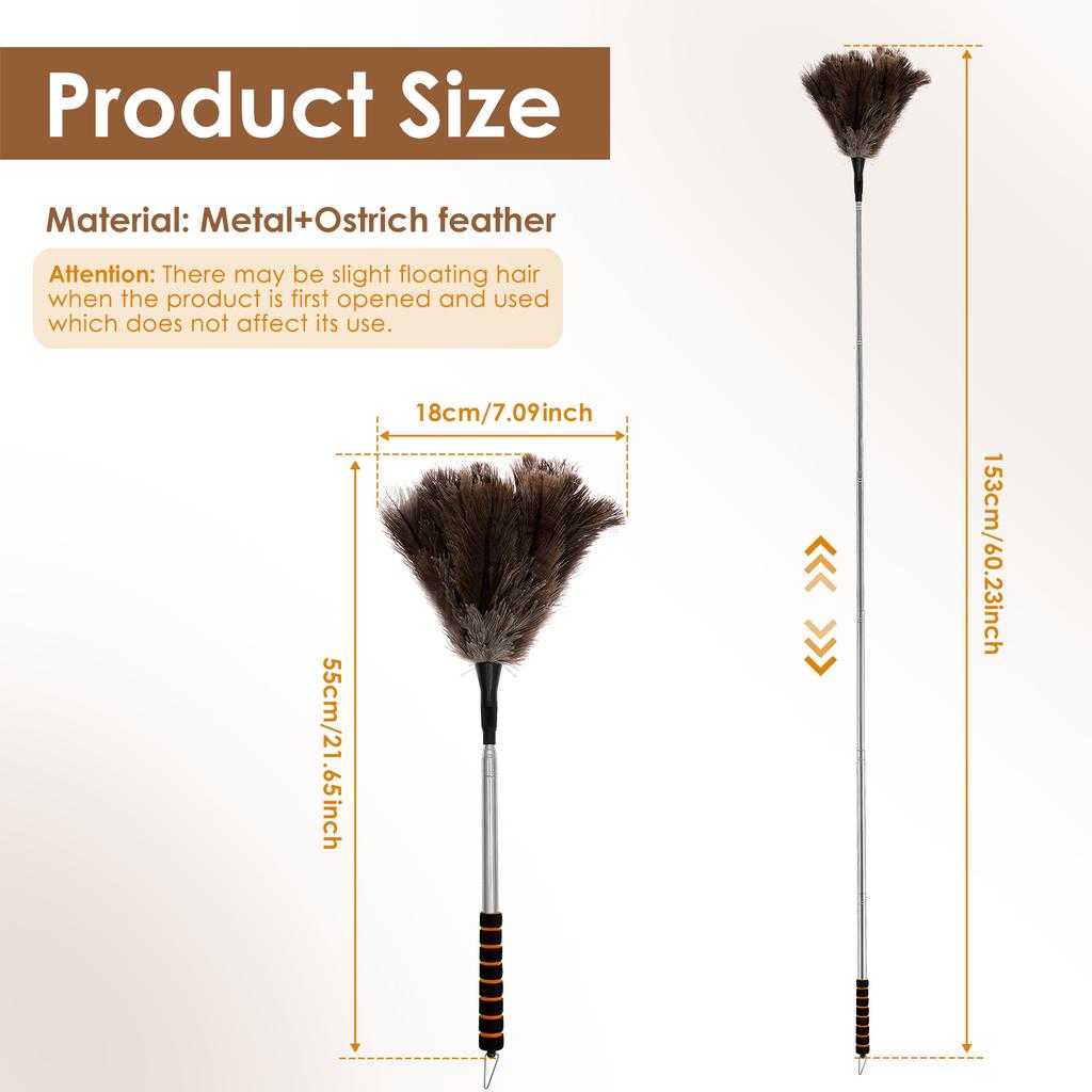 Extendable Ostrich Feather Duster Anti Static Reusable Cleaning Tools Household Furniturer Dust for Cleaning Ceiling Fan