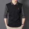 Winter Men's Fake Two-piece Shirt Fleece Warm Shirt Thickened Knitted Sweater Business Casual Sweater