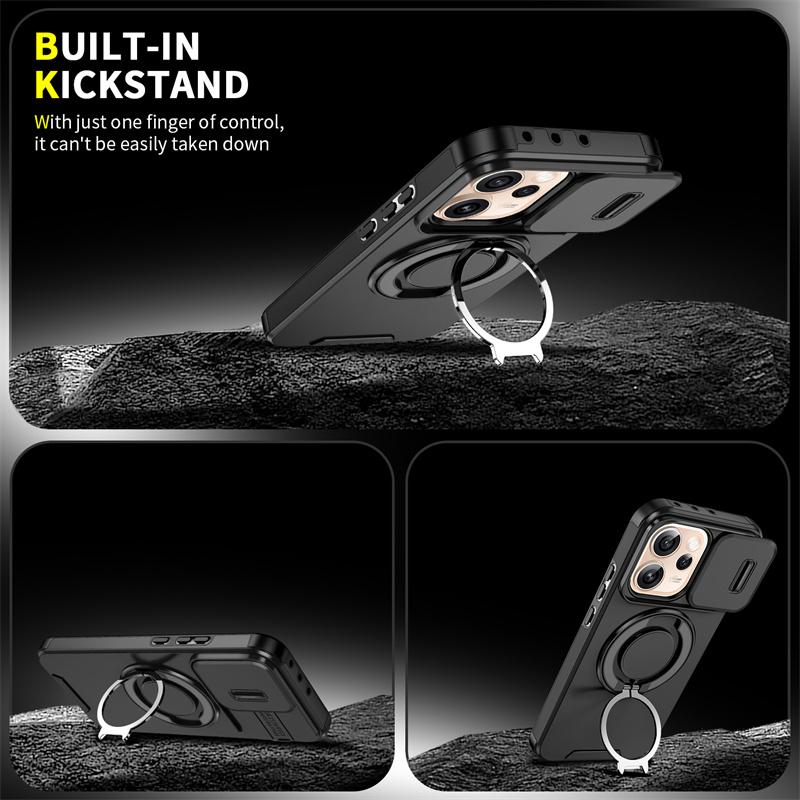Shockproof Armor Case For OPPO Reno 15F 14F 13F 13 14 15 Pro Max 5G Capa Megnetic Ring Holder Slide Lens Camera Protector Cover