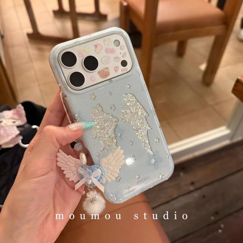 Ins корейский синий фон звездные крылья для iPhone17promax Apple 16 чехол для мобильного телефона 15 новый 14 женщины