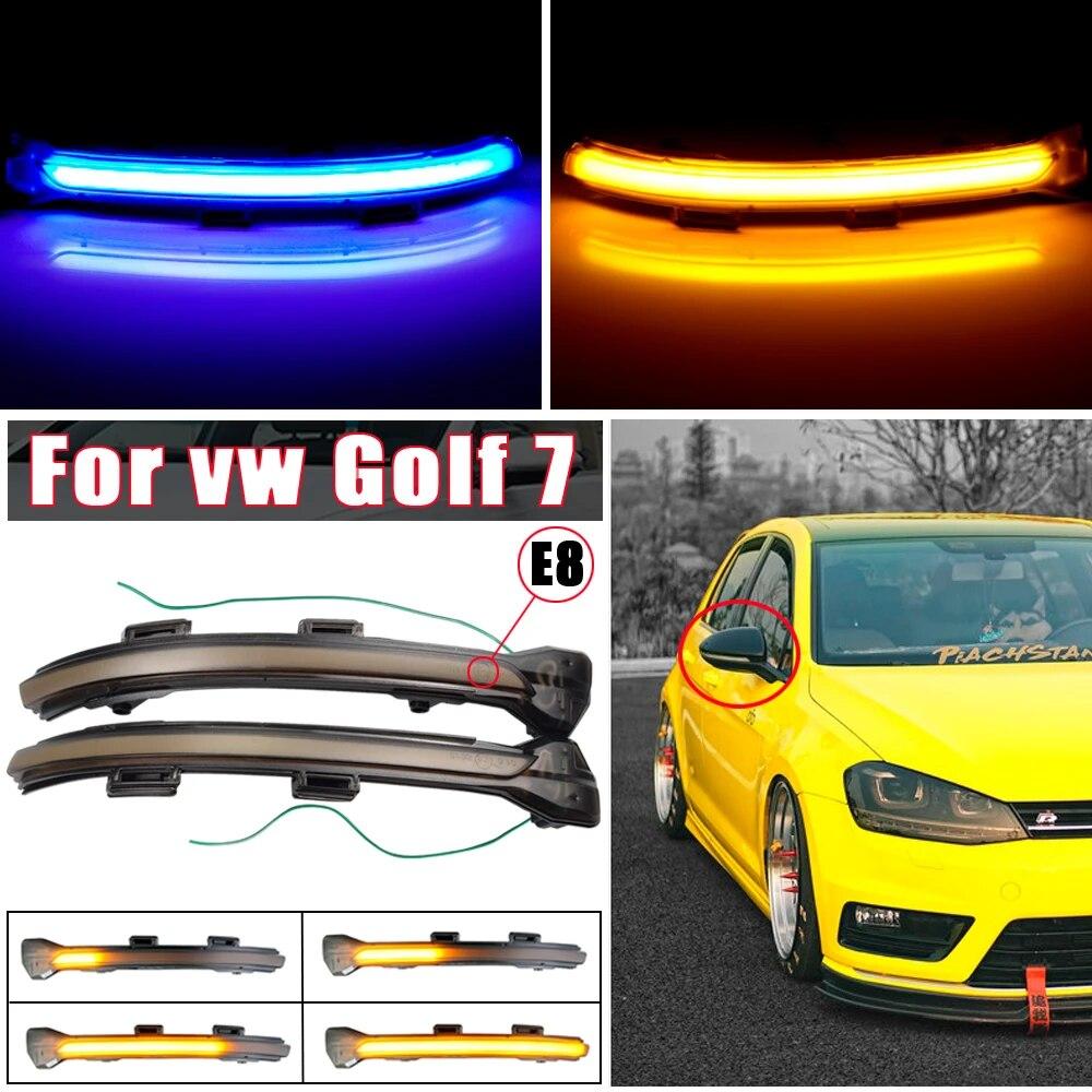 2PCS For VW Golf 7 MK7 GTI Smoked Dynamic Side Mirror Blinker Turn Signal Light For Volkswagen Rline Sportsvan Side Mirror Light