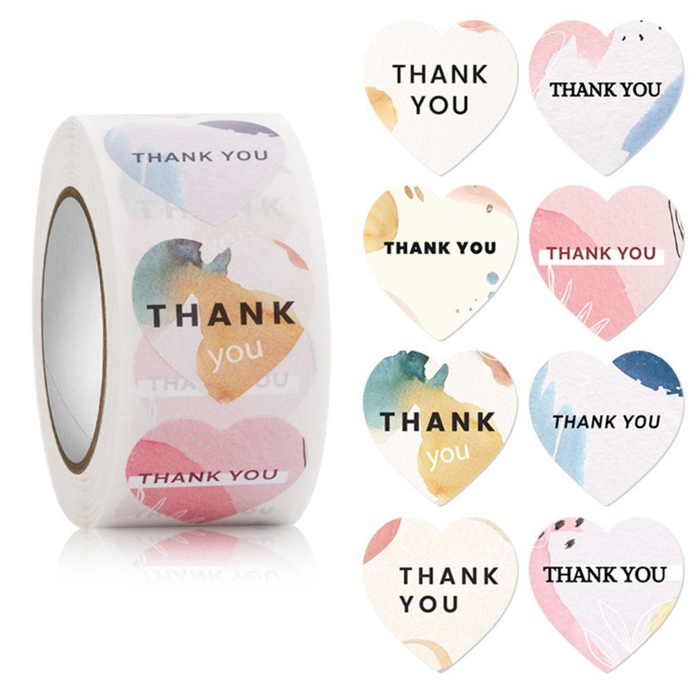 Канцелярские цветочные наклейки в форме сердца с печатью 500 шт./рулон Этикетка Наклейка Спасибо Наклейки