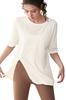 VEROMAN Yoga Long Short Loose Free Top, Flattering, Length, Sleeves, Fit, Ppi-ssd039 (White, Size)